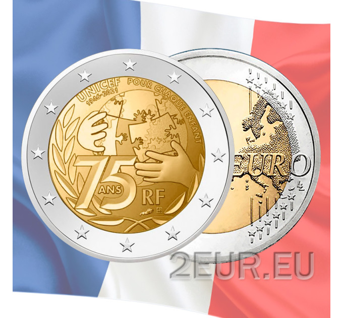 Frankrijk 2 euro UNC 2021 - 75 jaar sinds de oprichting van UNICEF