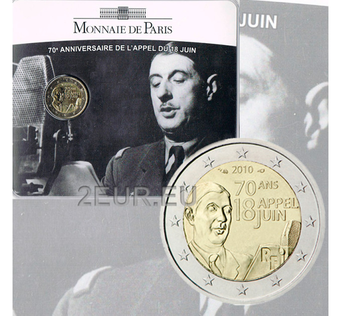 Frankrijk 2 euro BU 2010 - 70e verjaardag van de oproep van 18 juni 1940 - Charles de Gaulle