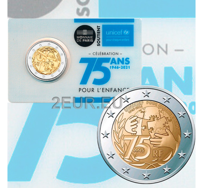 Frankrijk 2 euro BU 2021 - 75 jaar sinds de oprichting van UNICEF