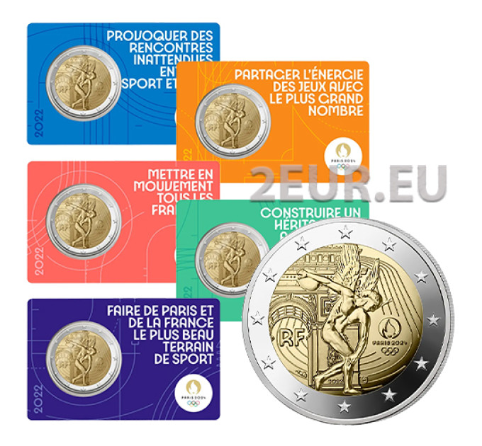 Frankrijk 2 euro BU 2022 - Olympische Zomerspelen Parijs 2024 - Het genie - 5 stuks