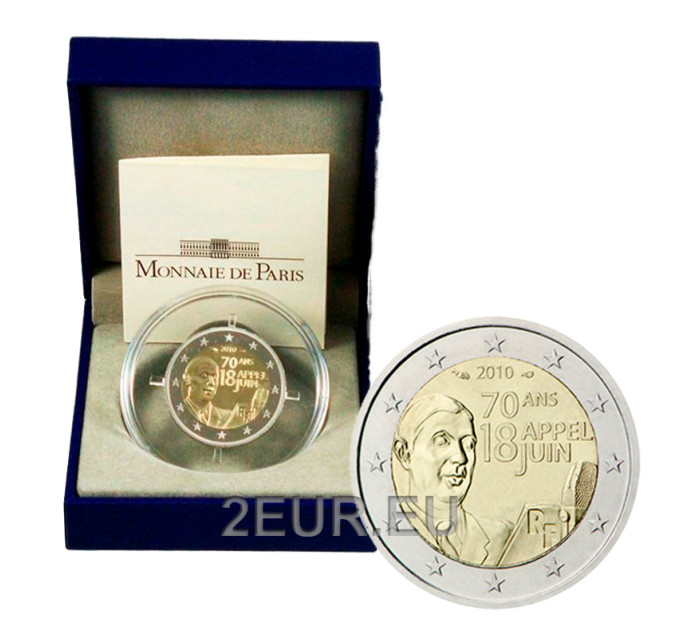 Frankrijk 2 euro Proof 2010 - 70e verjaardag van de oproep van 18 juni 1940 - Charles de Gaulle