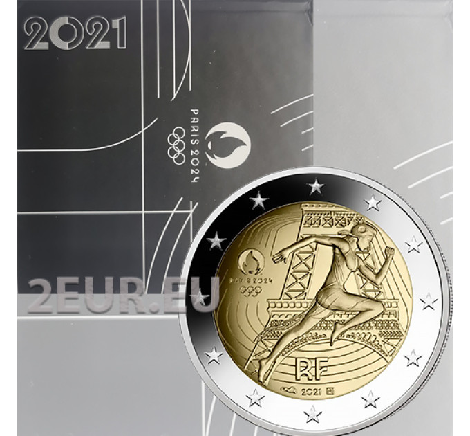 Frankrijk 2 euro Proof 2021 - Olympische Zomerspelen Parijs 2024 - Overdracht van de Olympische vlag