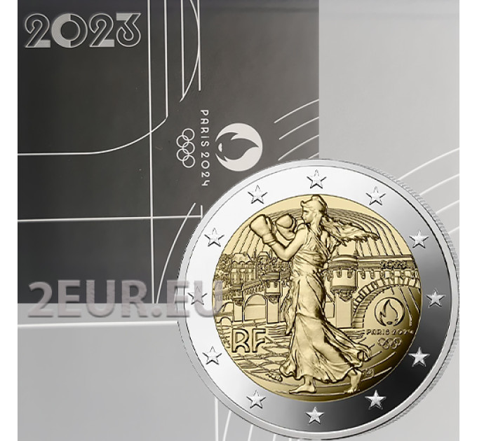 Frankrijk 2 euro Proof 2023 - Olympische Spelen Parijs 2024 - De zaaier beoefent pugilisme