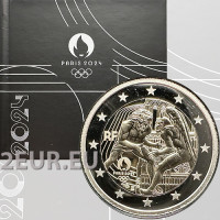 Frankrijk 2 euro Proof 2024 - Olympische Spelen Parijs 2024 - Hercules oefent worstelen - Notre Dame