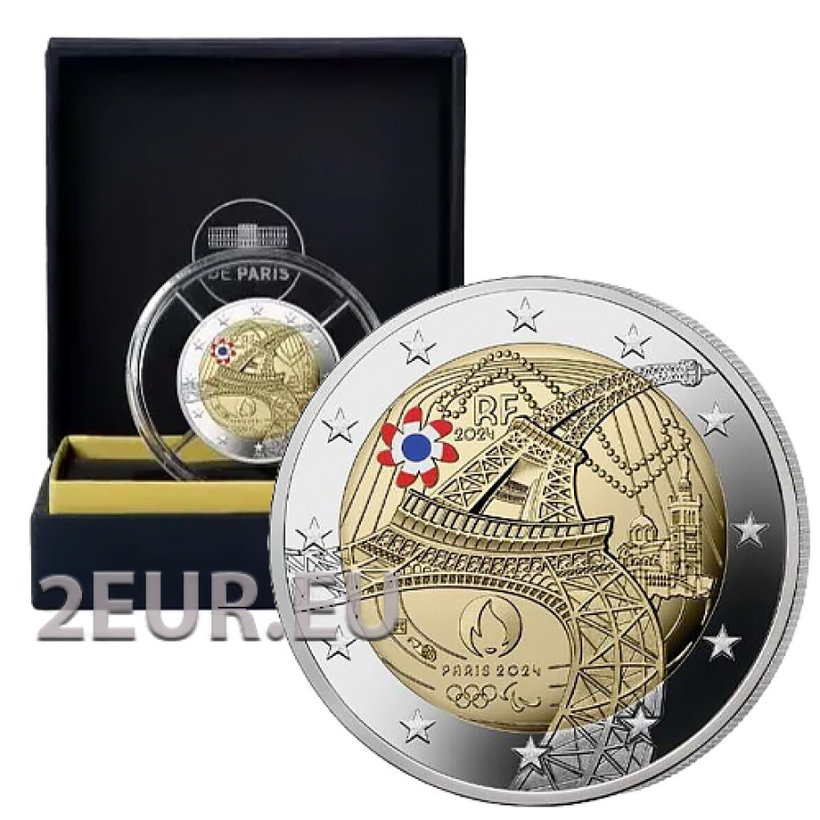 Frankrijk 2 euro Proof 2024 - Olympische en Paralympische Spelen 2024 in Parijs - Gekleurde munt