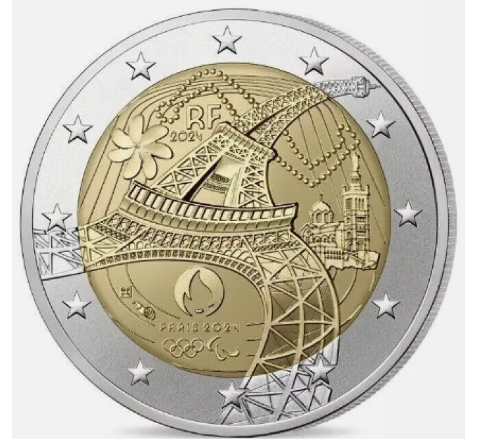 Frankrijk 2 euro Proof 2024 - Olympische en Paralympische Spelen 2024 in Parijs - Gekleurde munt