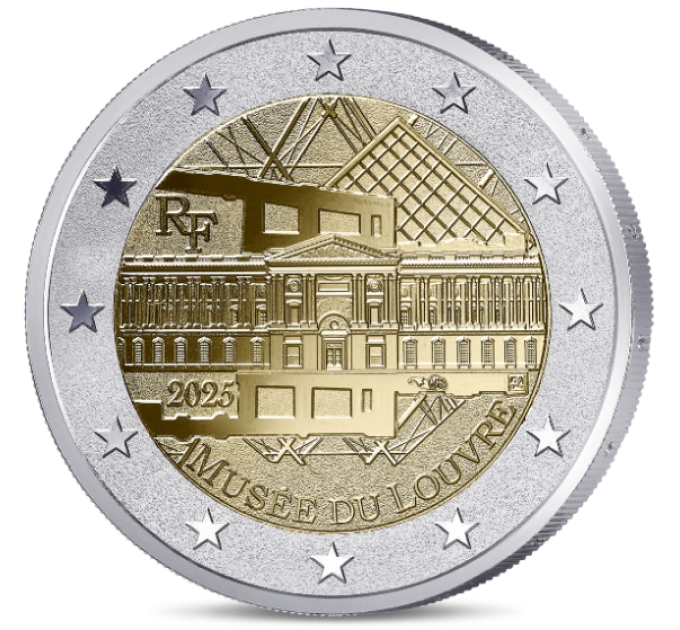 Frankrijk 2 euro Proof 2025 - Louvre Museum - omgekeerd polijsten