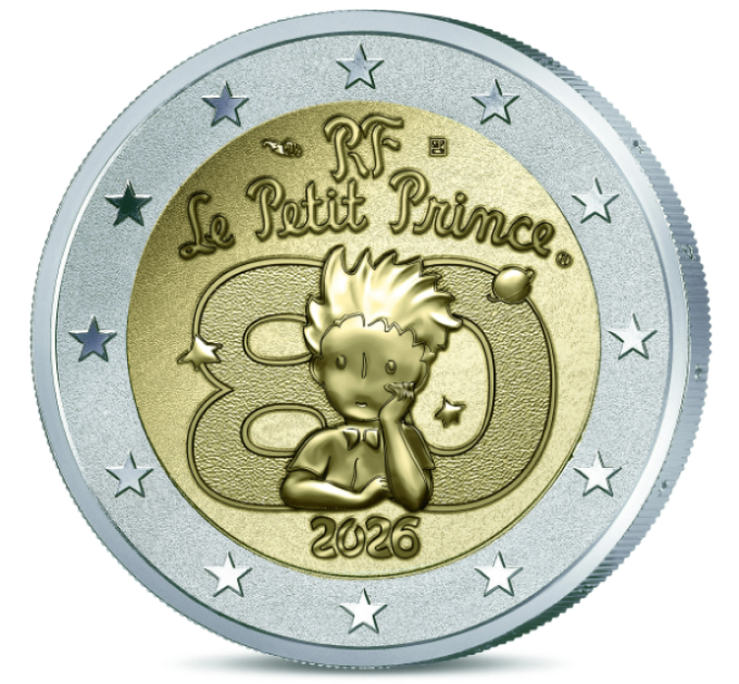 Frankrijk 2 euro Proof 2026 - 80 jaar De Kleine Prins - omgekeerd polijsten