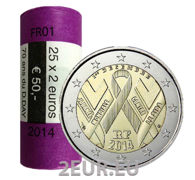 Frankrijk 2 EURO ROL 2014 - Wereld Aids Dag