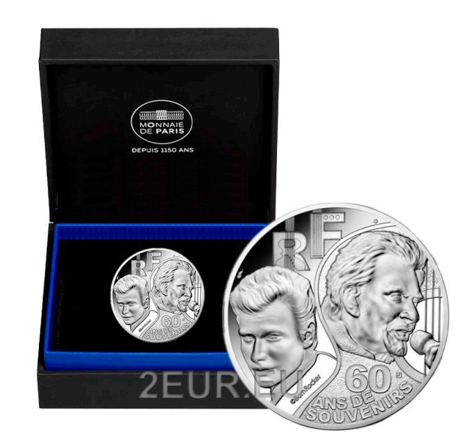 Frankrijk 10 euro zilveren munt Proof 2020 - Johnny Hallyday - 60 jaar herinneringen