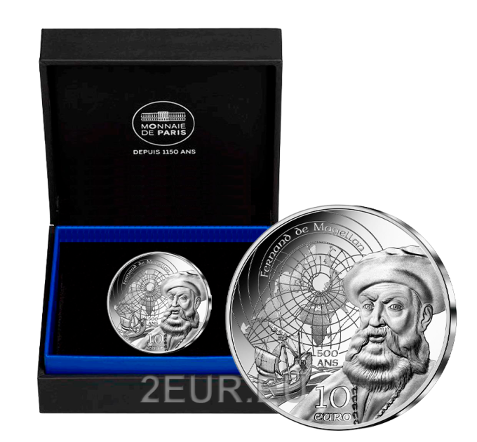 France 10 euro zilveren munt Proof 2021 - Magellan and Manueline Age 