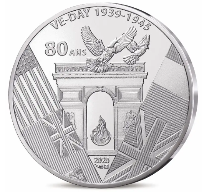 Frankrijk 10 euro zilveren munt 2025 - 80e verjaardag van OVERWINNINGSDAG