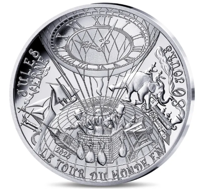Frankrijk 10 euro zilveren munt Proof 2025 - De kunst van de pen – Rond de wereld in 80 dagen