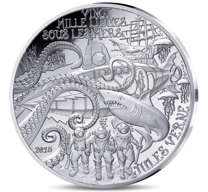 Frankrijk 10 euro zilveren munt Proof 2025 - De kunst van de pen – Twintigduizend mijlen onder zee