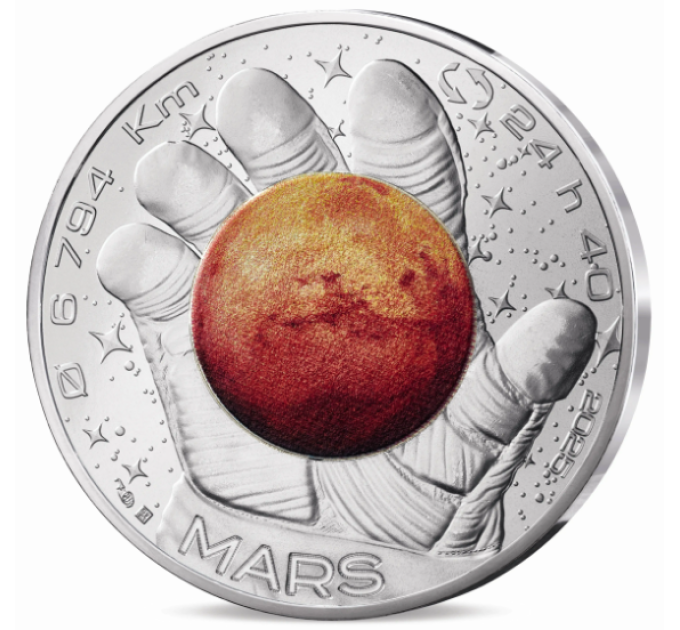 Frankrijk 10 euro zilveren munt 2025 - Een ruimtereis met Thomas Pesquet - Saturnus, Jupiter, Mars, Maan