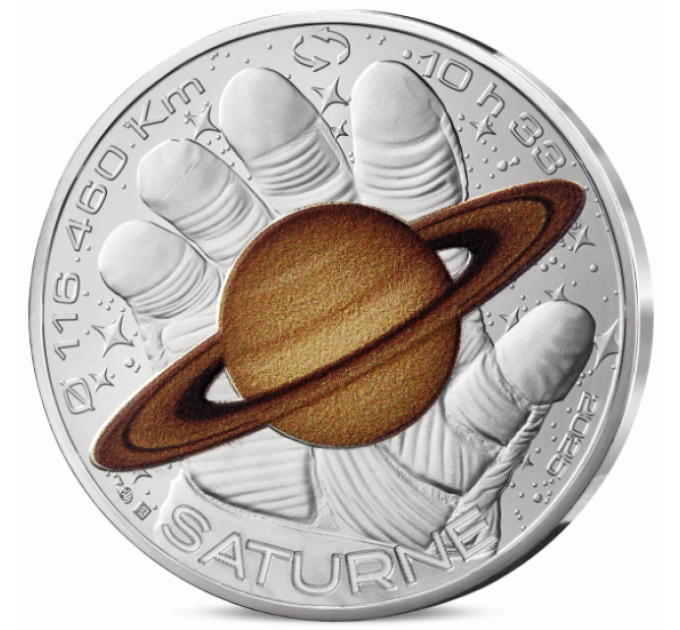 Frankrijk 10 euro zilveren munt 2025 - Een ruimtereis met Thomas Pesquet - Saturnus, Jupiter, Mars, Maan