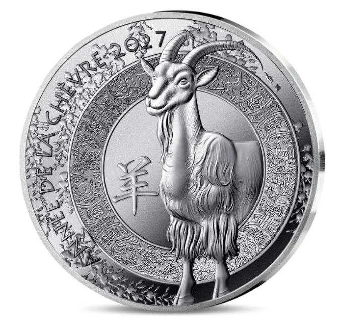 Frankrijk 10 euro zilveren munt Proof 2027 - Jaar van de Geit