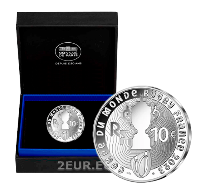 Frankrijk 10 euro zilveren munt Proof 2022 - Wereldbeker Rugby Frankrijk 2023 - embleem
