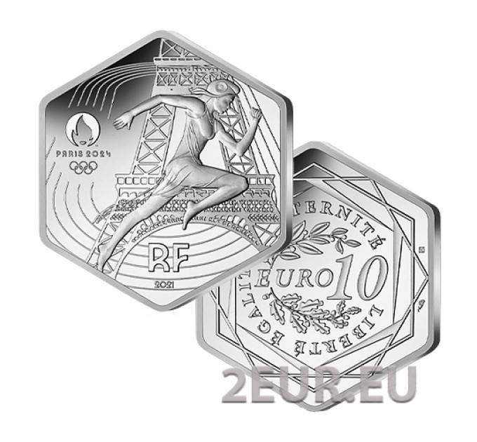 Frankrijk 10 euro zilveren munt 2021 - Marianne - Olympische Zomerspelen Tokio 2020 - Parijs 2024 - 2021