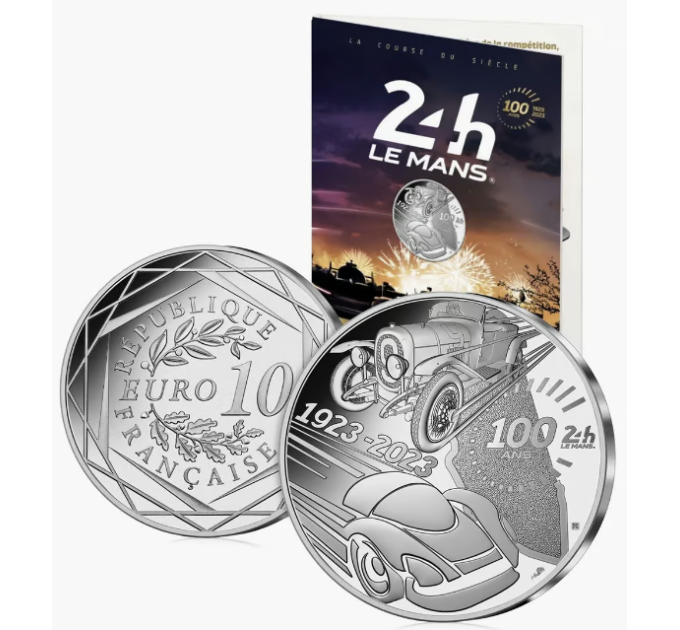 Frankrijk 10 euro zilveren munt 2023 - 100 jaar - 24 uur van Le Mans