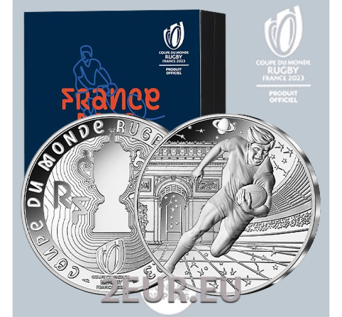 Frankrijk 10 euro zilveren munt Proof 2023 - Wereldkampioenschap rugby Frankrijk