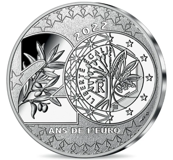 Frankrijk 20 euro zilveren munt 2022 - 20 jaar euro