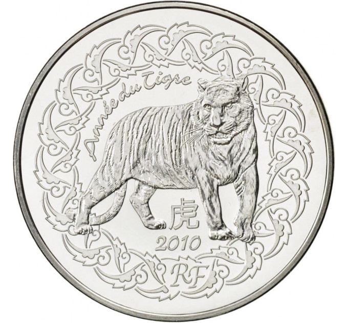Frankrijk 5 euro zilveren munt BU 2010 - Fables de La Fontaine - Jaar van de Tijger