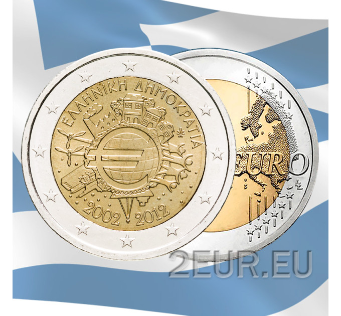 Griekenland 2 euro UNC 2012 - 10 jaar eurocontant geld