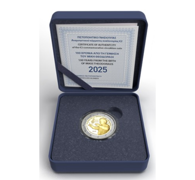 Griekenland 2 euro Proof 2025 - 100 JAAR NA DE GEBOORTE VAN MIKIS THEODORAKIS