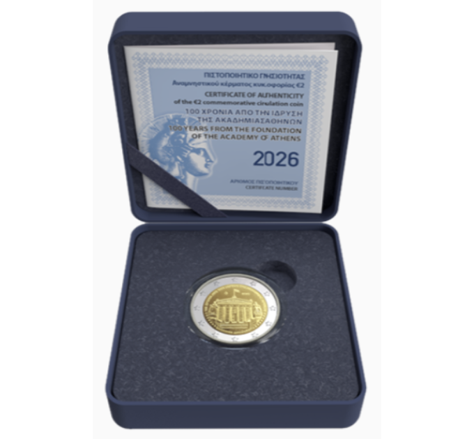 Griekenland 2 euro Proof 2026 - 100 JAAR NA DE OPRICHTING VAN DE ACADEMIE VAN ATHENE