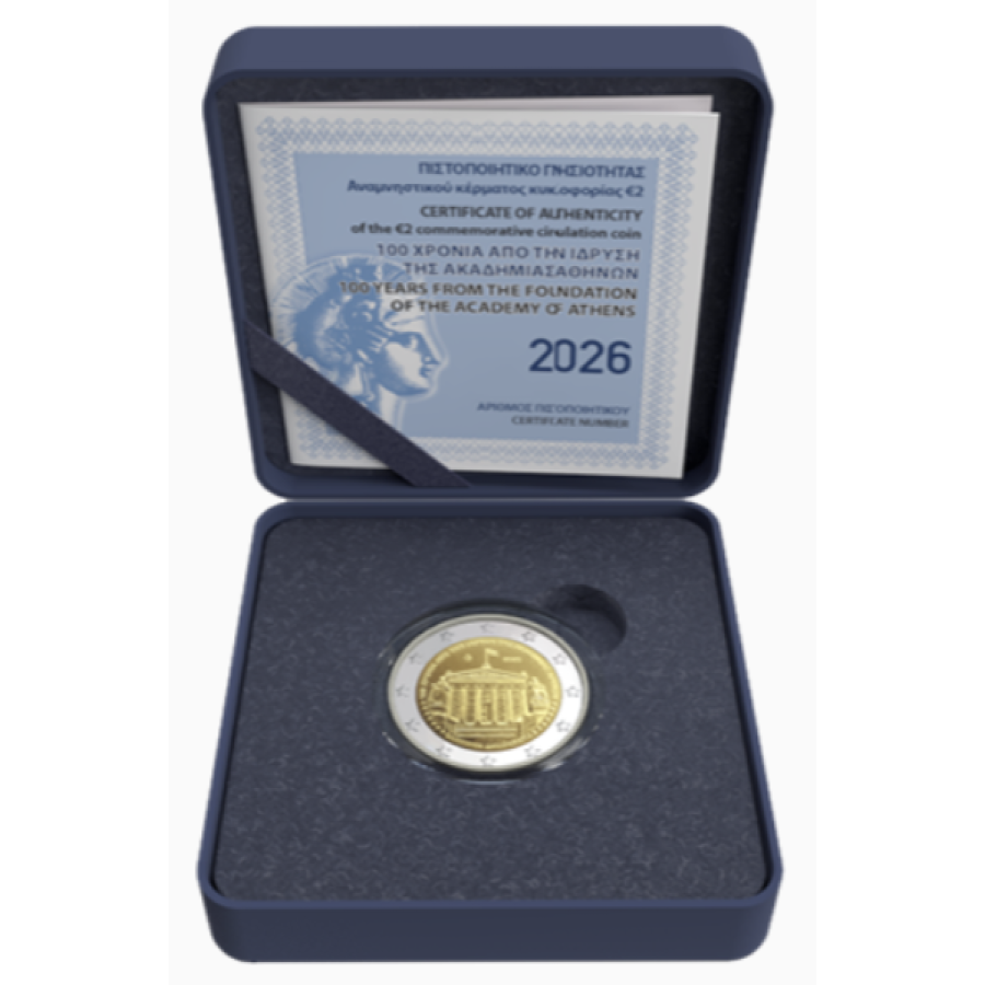 Griekenland 2 euro Proof 2026 - 100 JAAR NA DE OPRICHTING VAN DE ACADEMIE VAN ATHENE