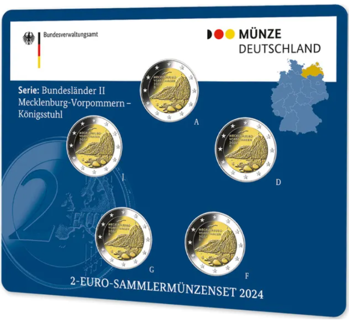 Duitsland 2 Euromuntset  BU 2024 - Mecklenburg-Vorpommern - ADFGJ
