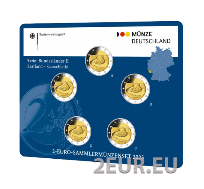 Duitsland 2 Euromuntset  BU 2025 - SAARLAND - ADFGJ