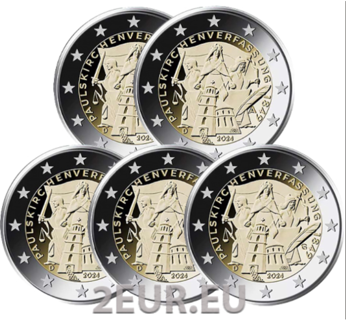Duitsland 2 euro UNC 2024 - 175 jaar Paulskirche-grondwet - ADFGJ