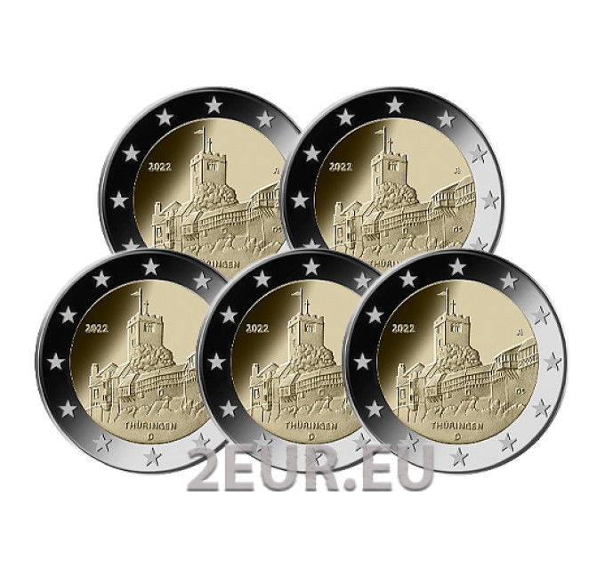 Duitsland 2 euro UNC 2022 - Thüringen - Kasteel Wartburg - ADFGJ