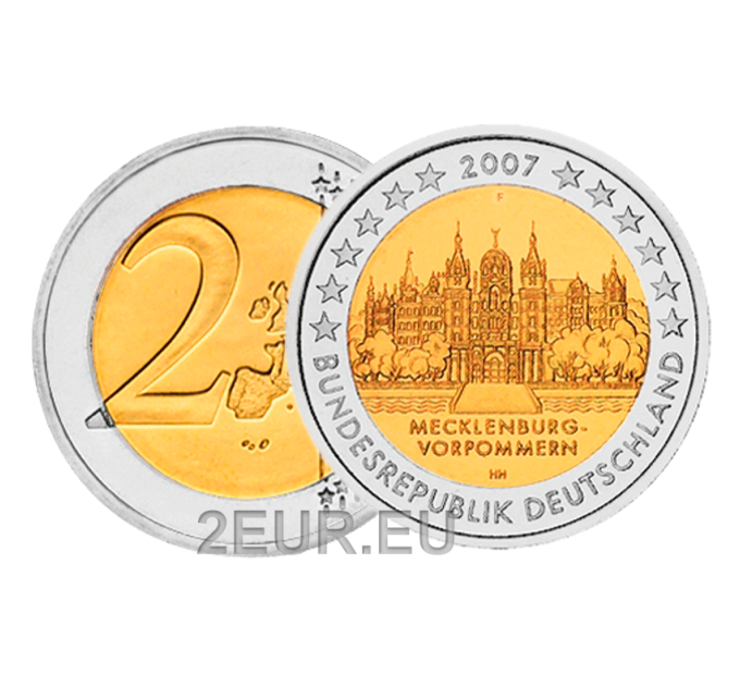 Duitsland 2 euro UNC 2007 - Kasteel Schwerin - F - Stuttgart