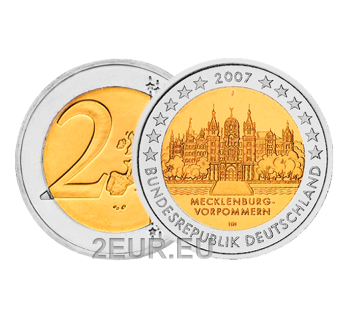 Duitsland 2 euro UNC 2007 - Kasteel Schwerin - J - Hamburg