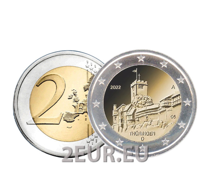 Duitsland 2 euro UNC 2022 - Thüringen. Wartburg kasteel - D - München