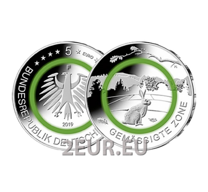 Duitsland 5 euro UNC 2019 - Klimaatzones van de aarde - Gematigde zone - F
