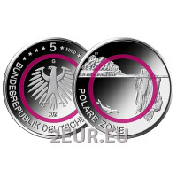 Duitsland 5 euro UNC 2021 - Poolzone - G - Karlsruhe Duitsland 5 euro UNC 2021 - Poolzone - G - Karlsruhe