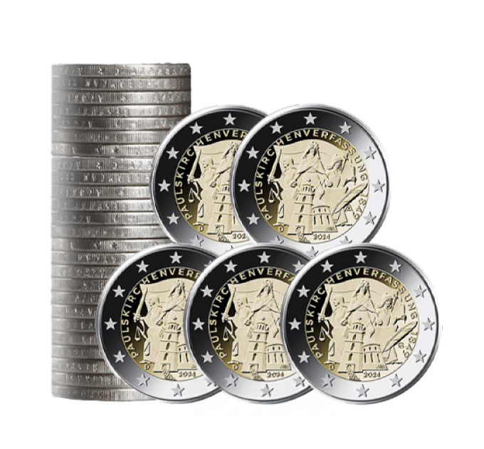 Duitsland 2 euro rollen UNC 2024 - 175 jaar Paulskirche-grondwet - ADFGJ