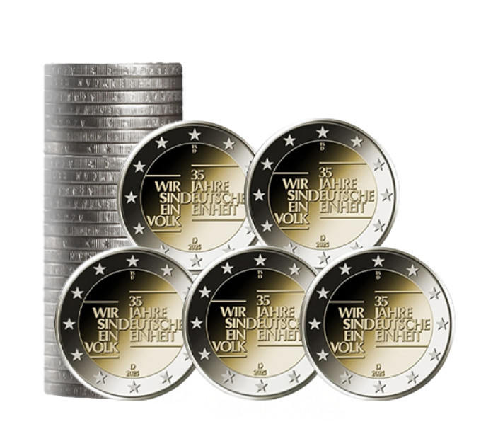 Duitsland 2 euro rollen UNC 2025 - 35 jaar Duitse eenheid - ADFGJ