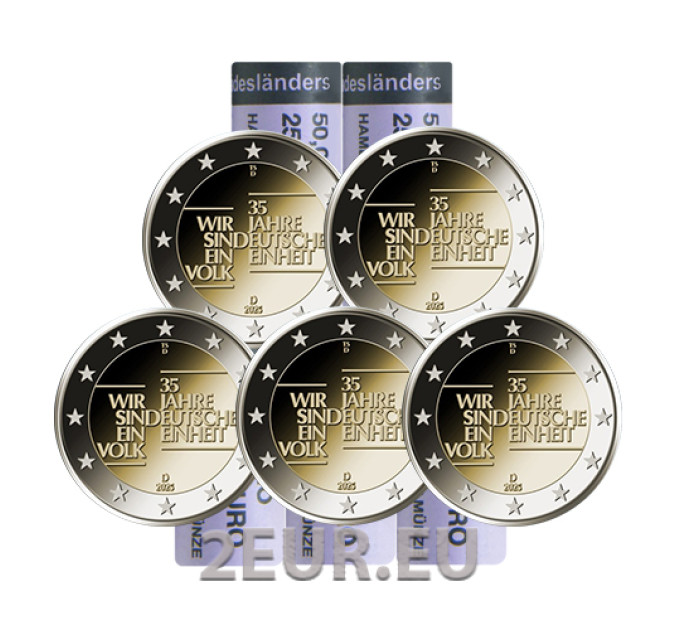Duitsland 2 euro rollen UNC 2025 - 35 jaar Duitse eenheid - ADFGJ