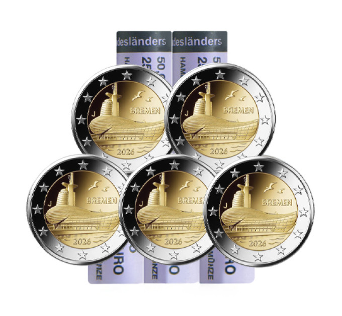 Duitsland 2 euro rollen UNC 2026 - Bremen - ADFGJ