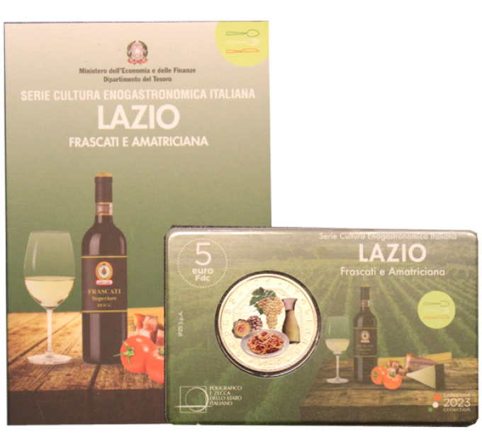 ITALIË 5 EURO BE 2023 - Italiaanse eet- en wijncultuur - Veneto - Frascati en Amatriciana