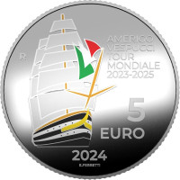 Italië 5 euro Zilver PROOF 2024 - Rond de wereld 2023-2025 van het Amerigo Vespucci-schip