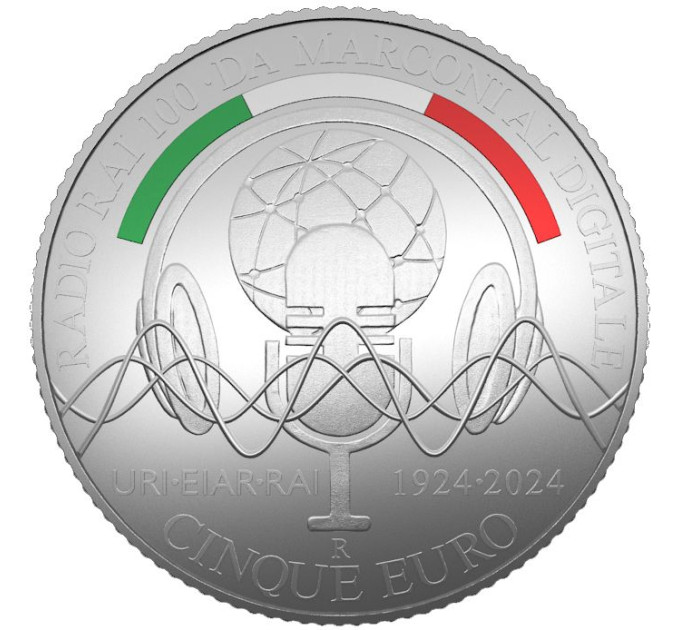Italië 5 euro Zilver PROOF 2024 - 150e verjaardag van de geboorte van Guglielmo Marconi en 100 jaar sinds de eerste radio-uitzending in Italië
