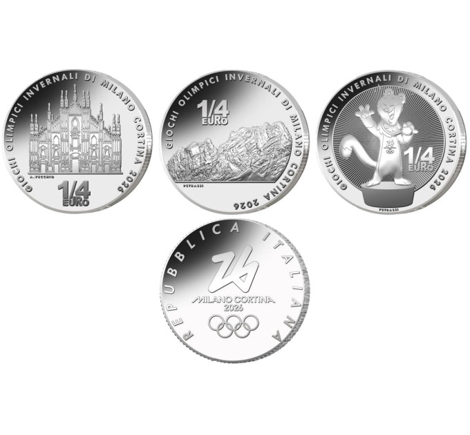 Italië 1/4 euro UNC 2025 - Olympische Winterspelen Milaan Cortina