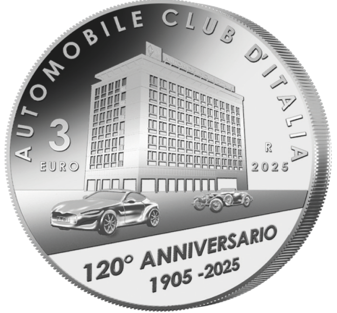 Italië 3 euro Zilver 2025 - 120-jarig jubileum van de oprichting van ACI - Automobielclub van Italië