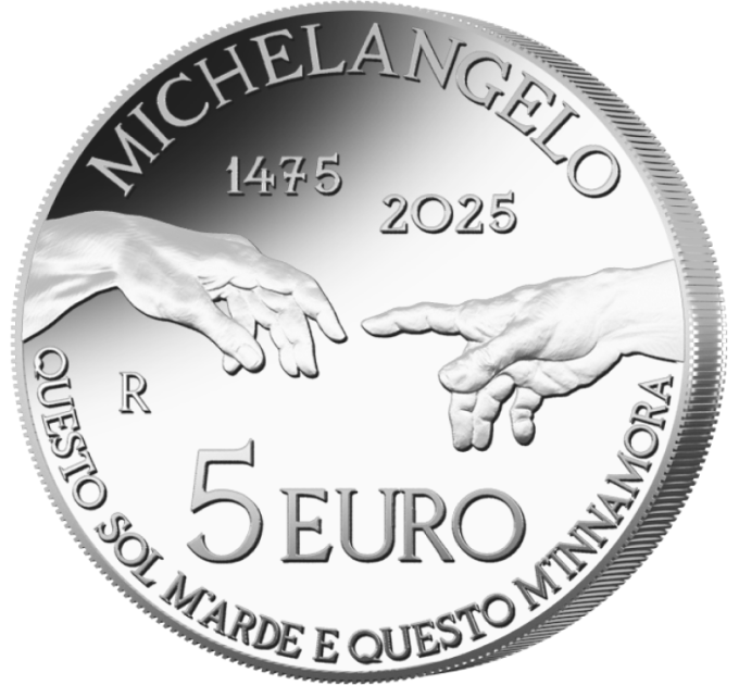 Italië 5 euro Zilver 2025 - 550e verjaardag van Michelangelo's geboorte